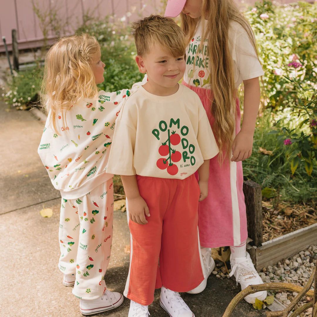 Boy wearing Pomodoro - Mid Sleeve Tee - Vanilla Parfait by Golden Children