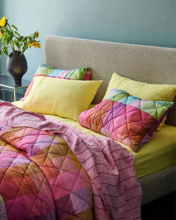 Ponza Tartan Organic Cotton Quilted Pillowcase Set by Kip & Co