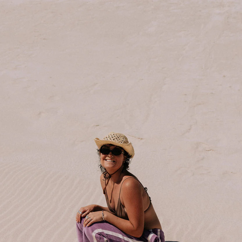 Purple terry pants by Atmosea