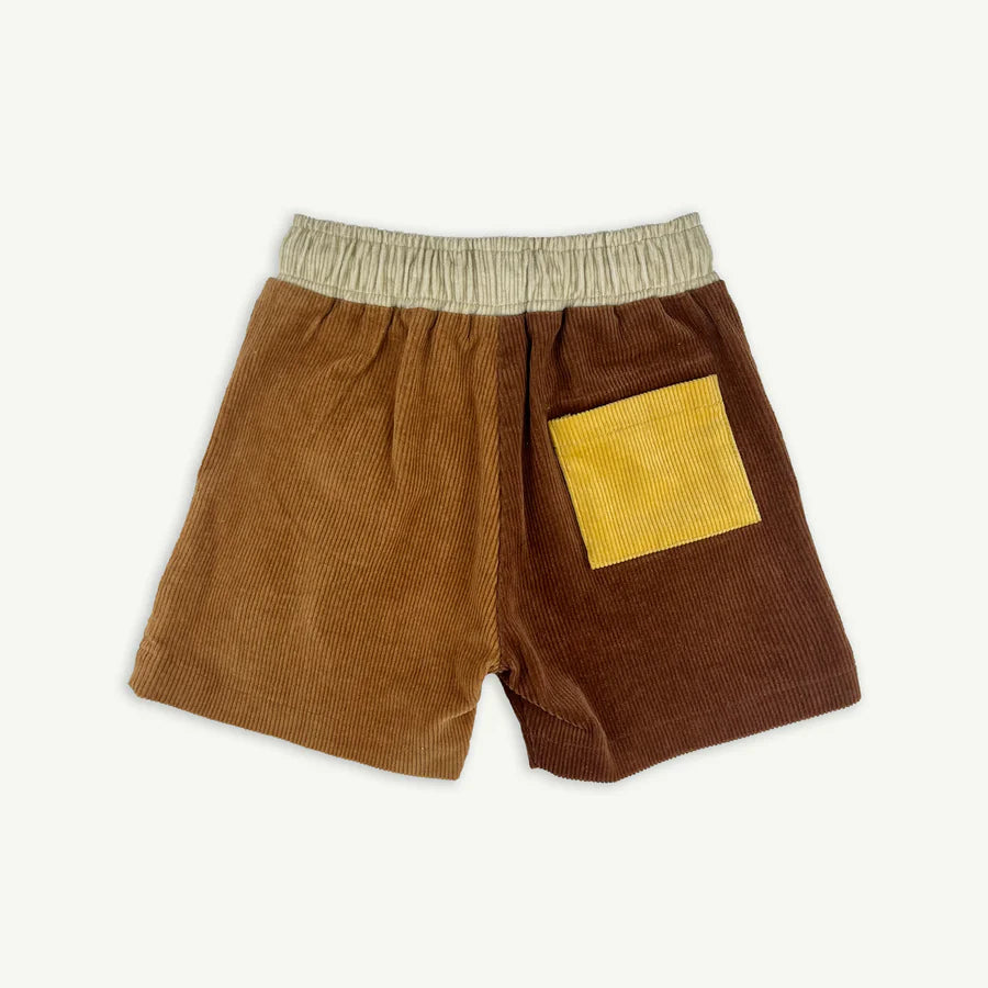 Rad Kid Spliced Cord Shorts by Banabae back pocket details