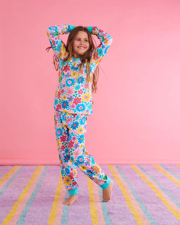 rainbow flowers pyjama set kip and co