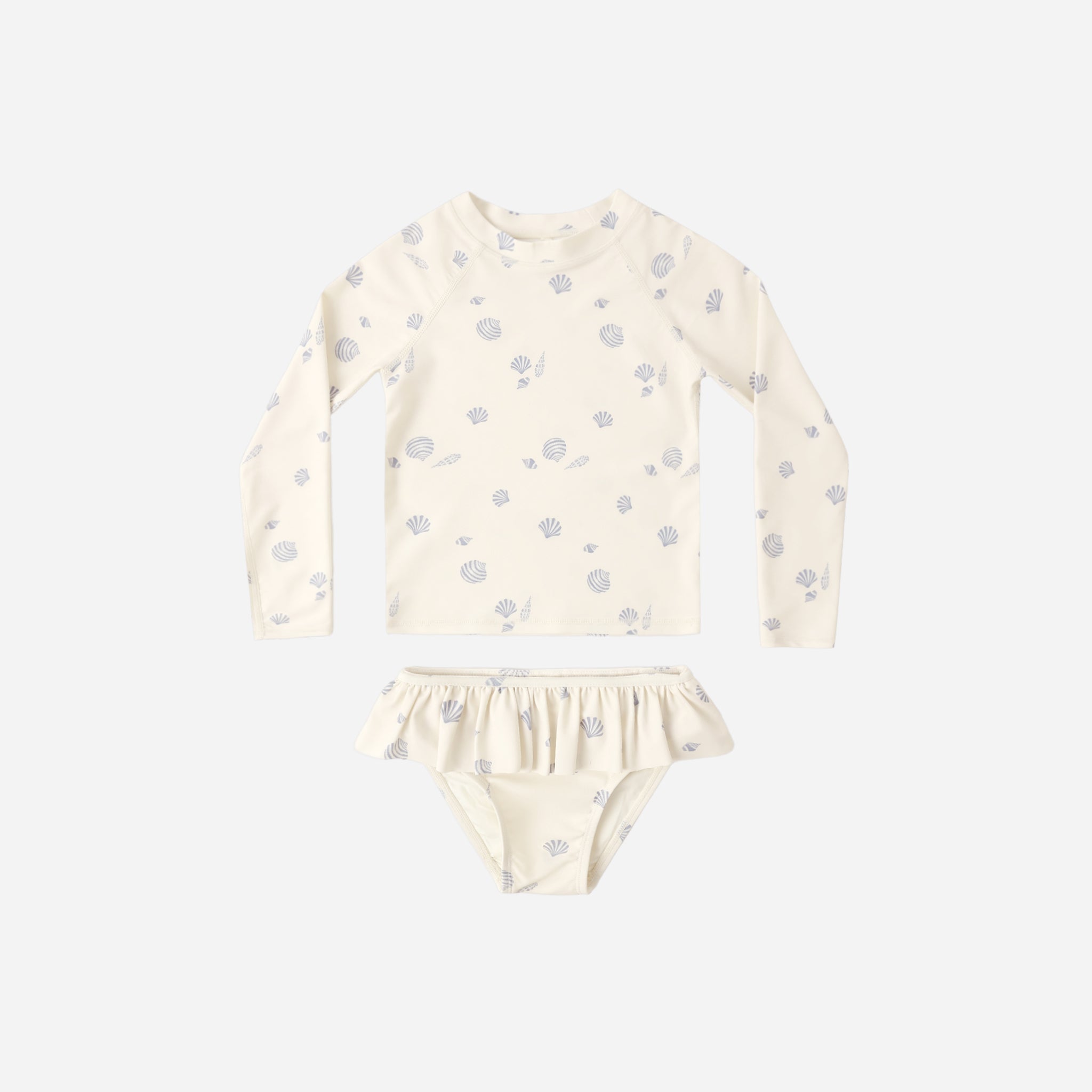 Front view of the Rash guard Girls Set Seashells | Rylee + Cru