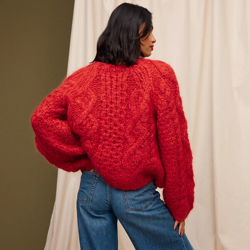 Red knit Marlon Jumper by Sage and Clare