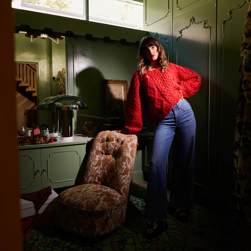 Red Mohair Knit Marlon Jumper by Sage and Clare