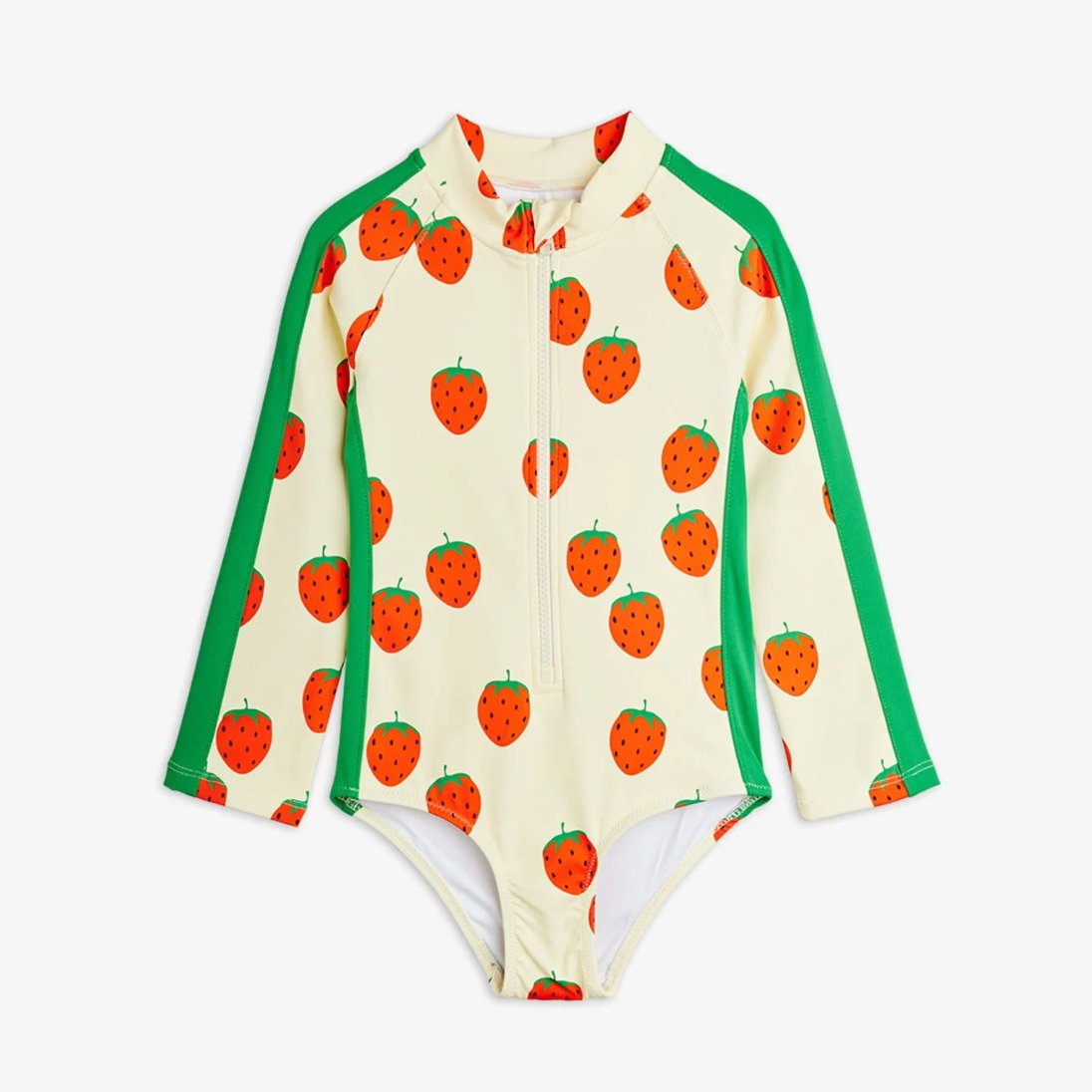 Strawberries aop ls uv swimsuit - Off-white| Mini Rodini