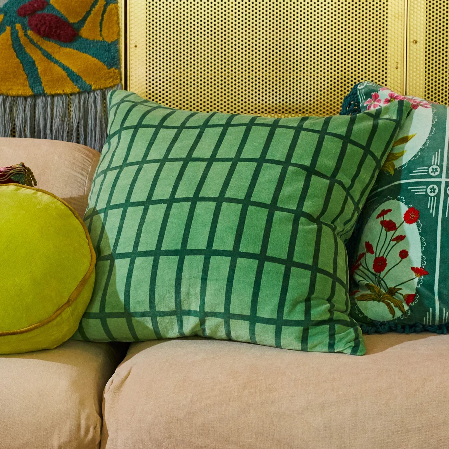 Remi Velvet Cushion - Green Emerald by Sage & Clare