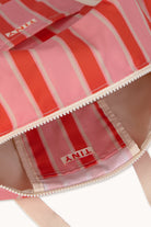 Inside details of Retro Stripes Duffle Bag Pink by Tiny Cottons
