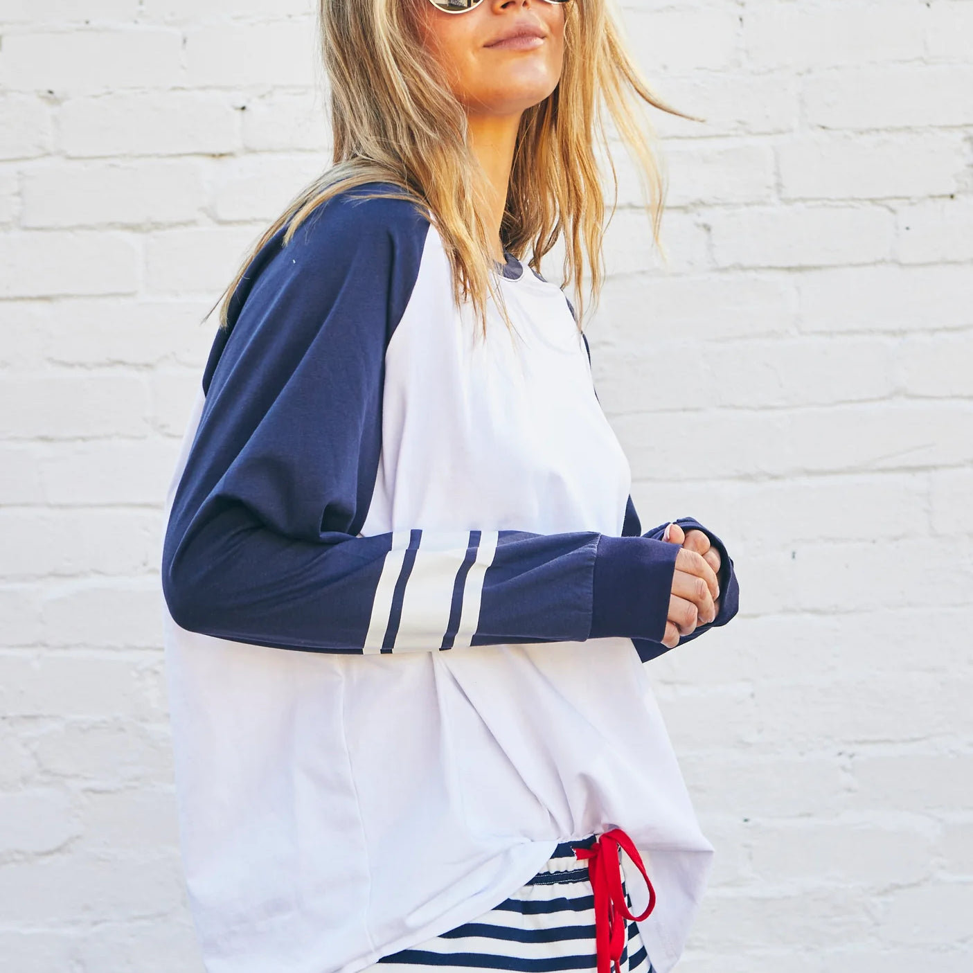 navy and white hammill & co tee