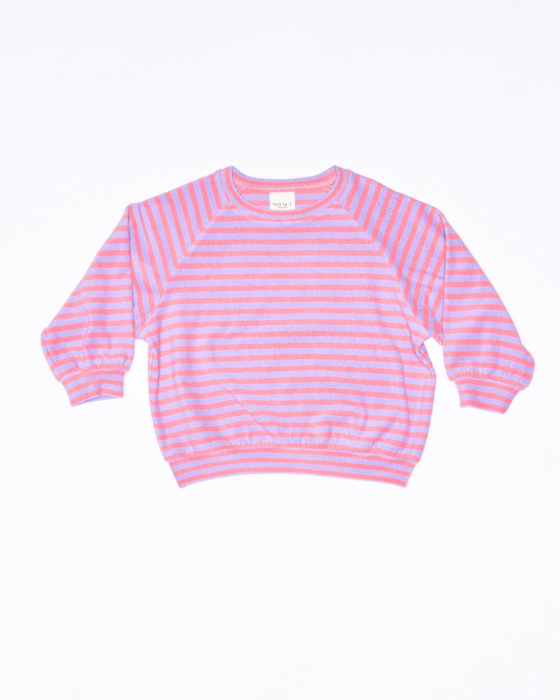 Front view of the River Sweatshirt Candy Stripe - Pink | Walnut