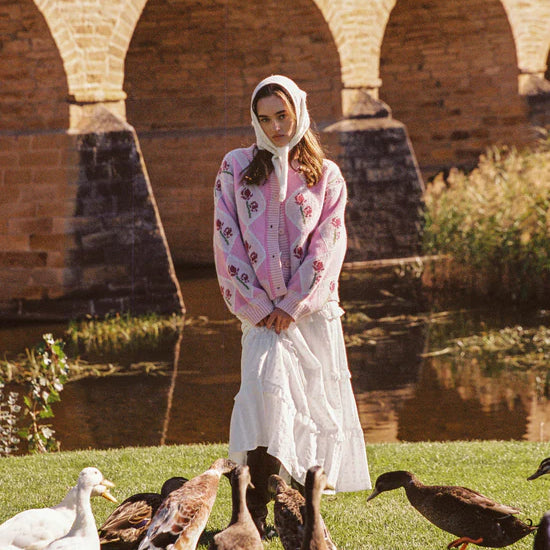 Cottagecore Womens Floral knit - Rosie Cardigan by JUNI