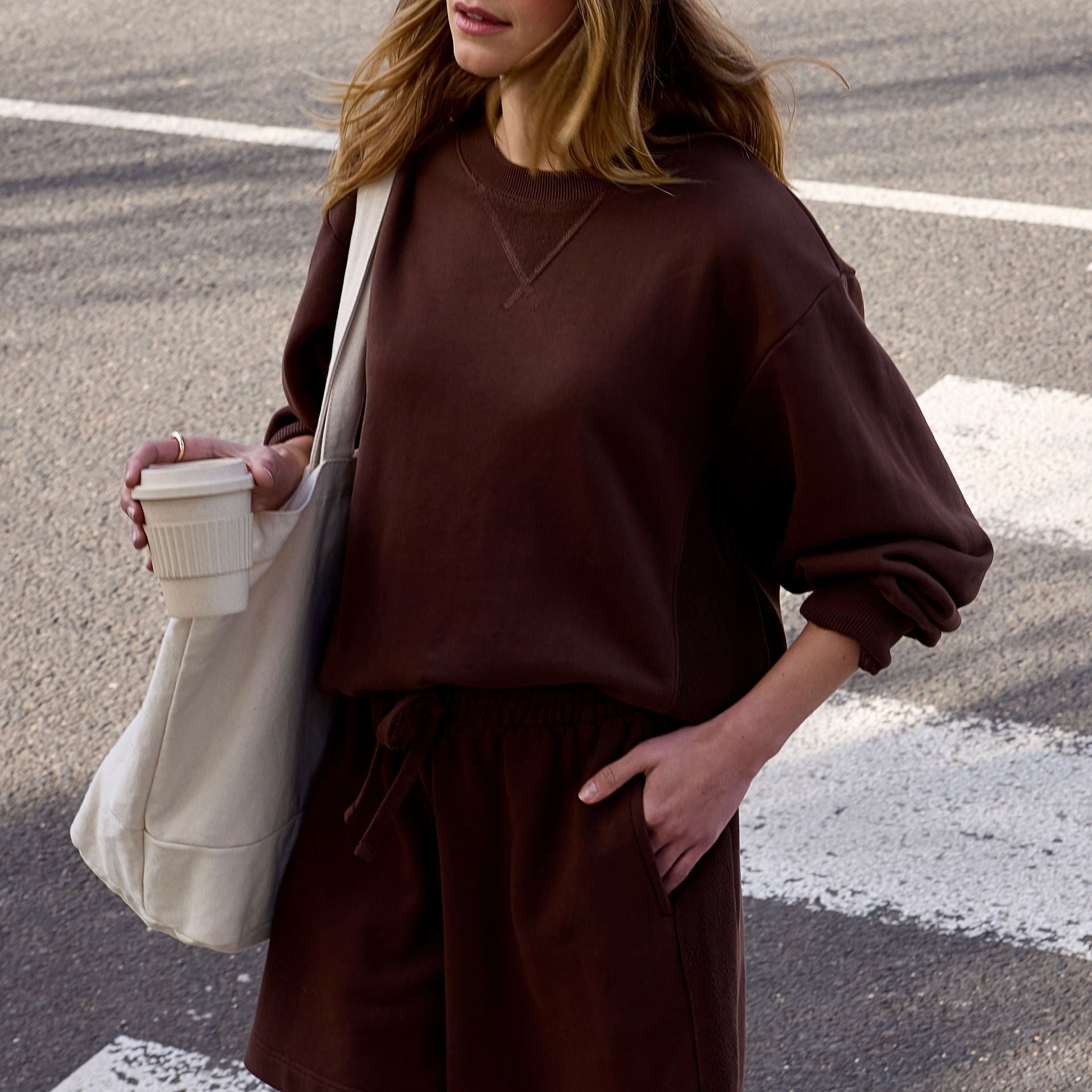 Ruby Reverse Panel Crew Chocolate Brown by Ceres Life