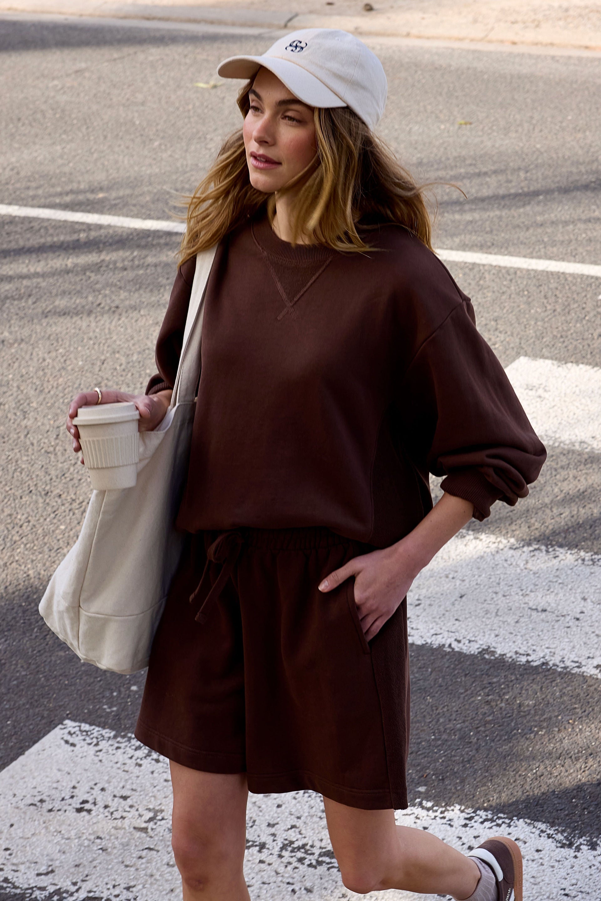 Ruby Reverse Panel Crew Chocolate Brown by Ceres Life