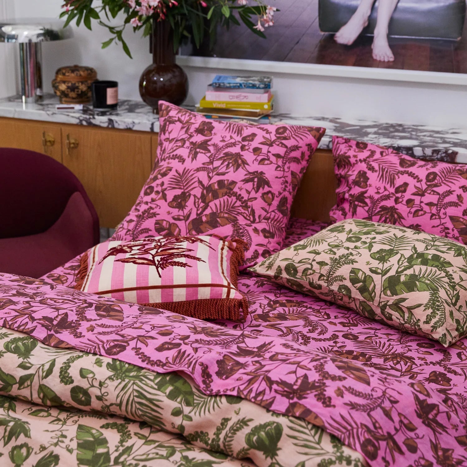 Safia Linen Sheets Tiramisu Flat Sheet King Size by Sage & Clare