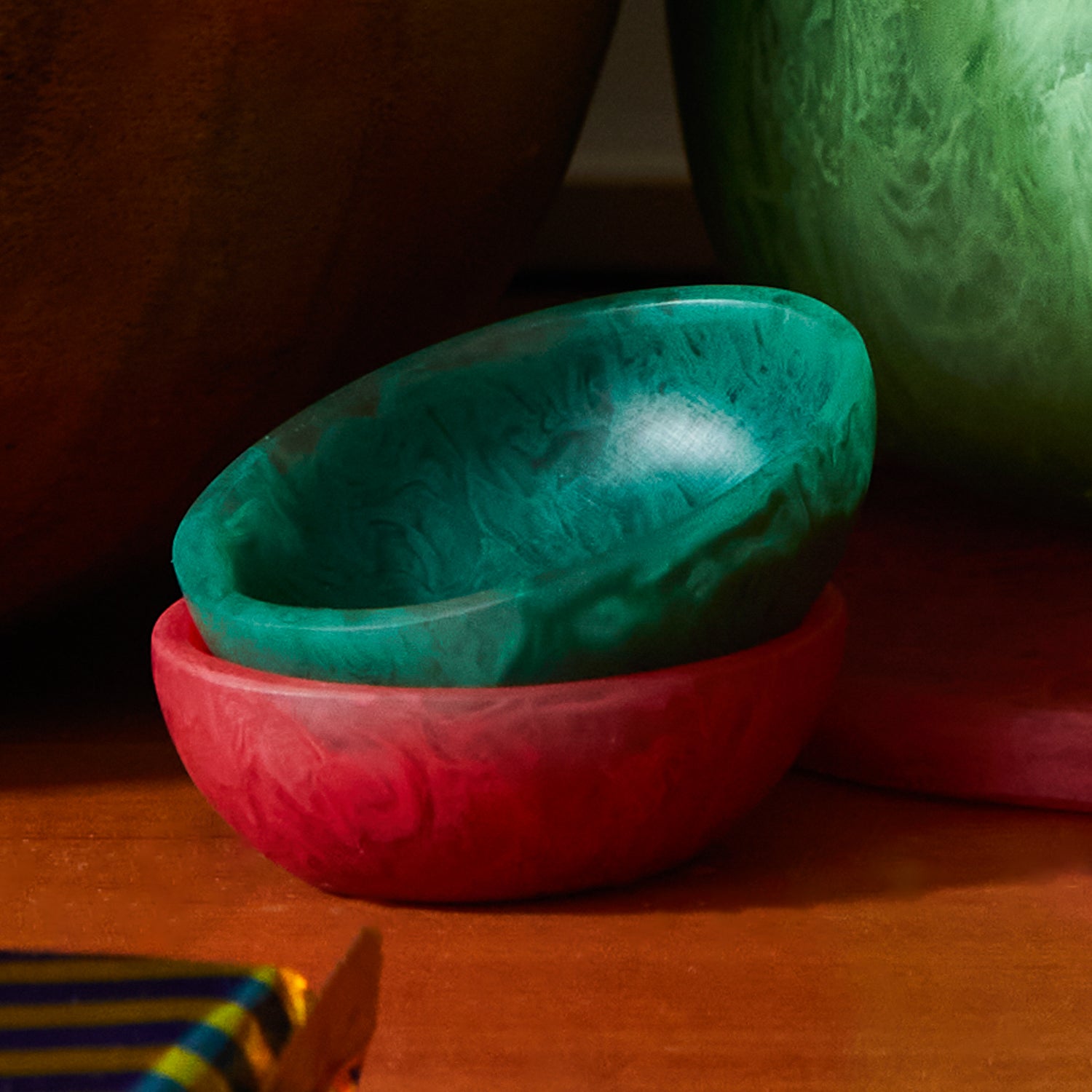 Sage and Clare Astrid Tiny bowl in forest and raspberry
