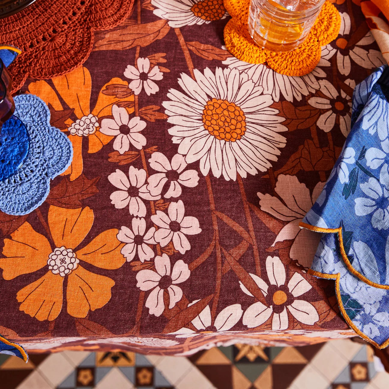 Sage and Clare floral linen tablecloth
