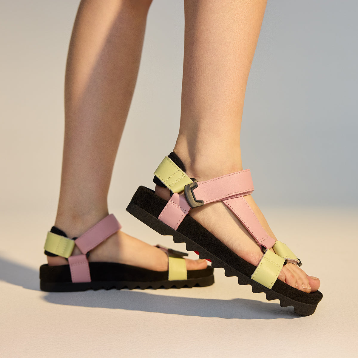 model wearing Sandal Tooth Wedge Sorbet by Rollie