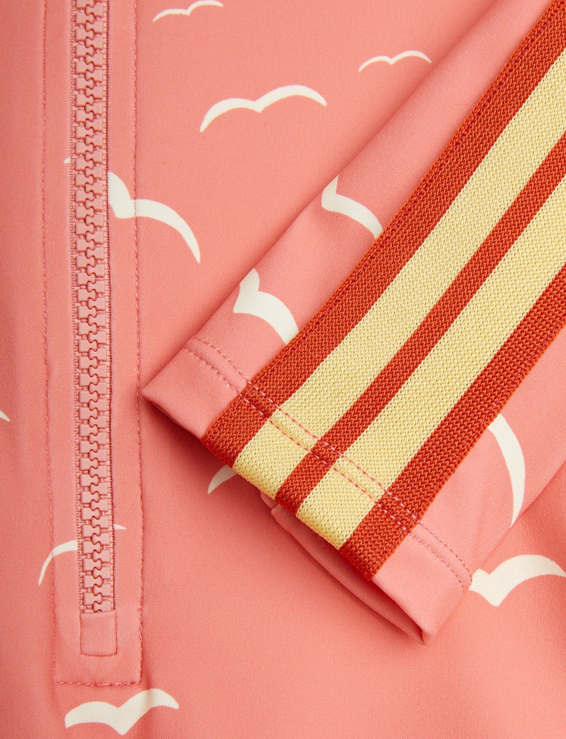 Close up of Seagull Long sleeve Swimsuit - Pink | Mini Rodini