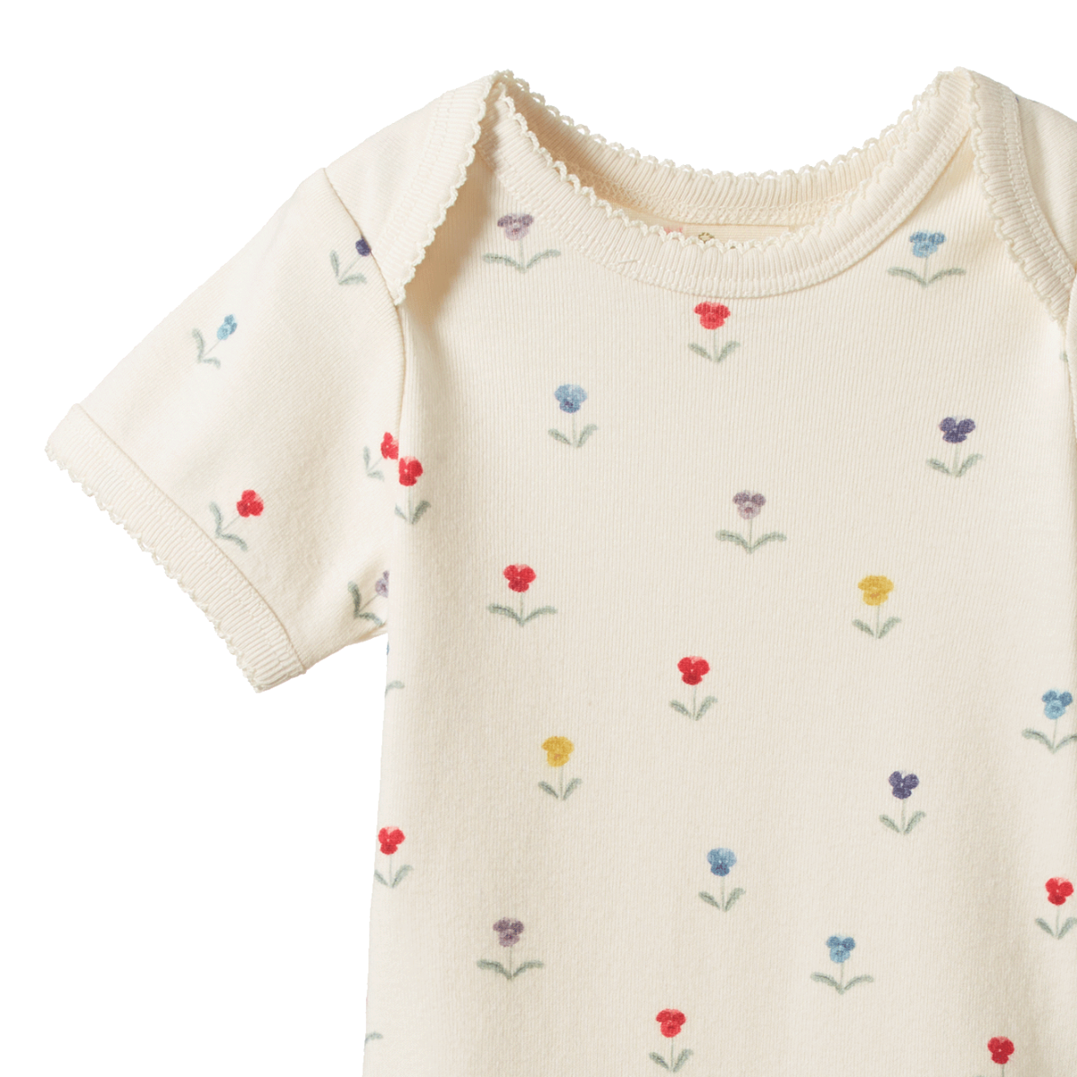 fabric details of girls organic cotton Short Sleeve Bodysuit Delphine by Nature Baby