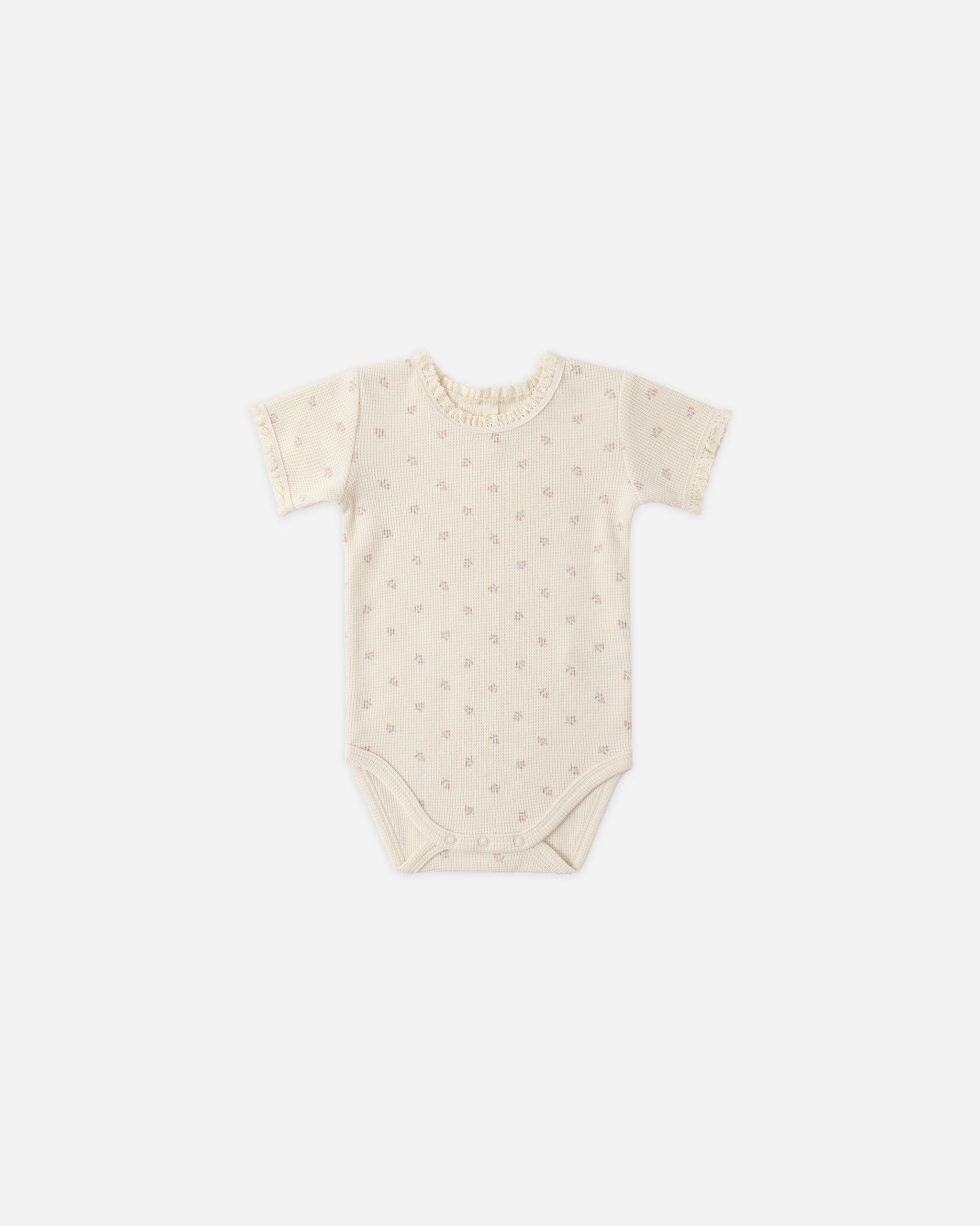 Short Sleeve Waffle Bodysuit Mauve Ditsy | Quincy Mae