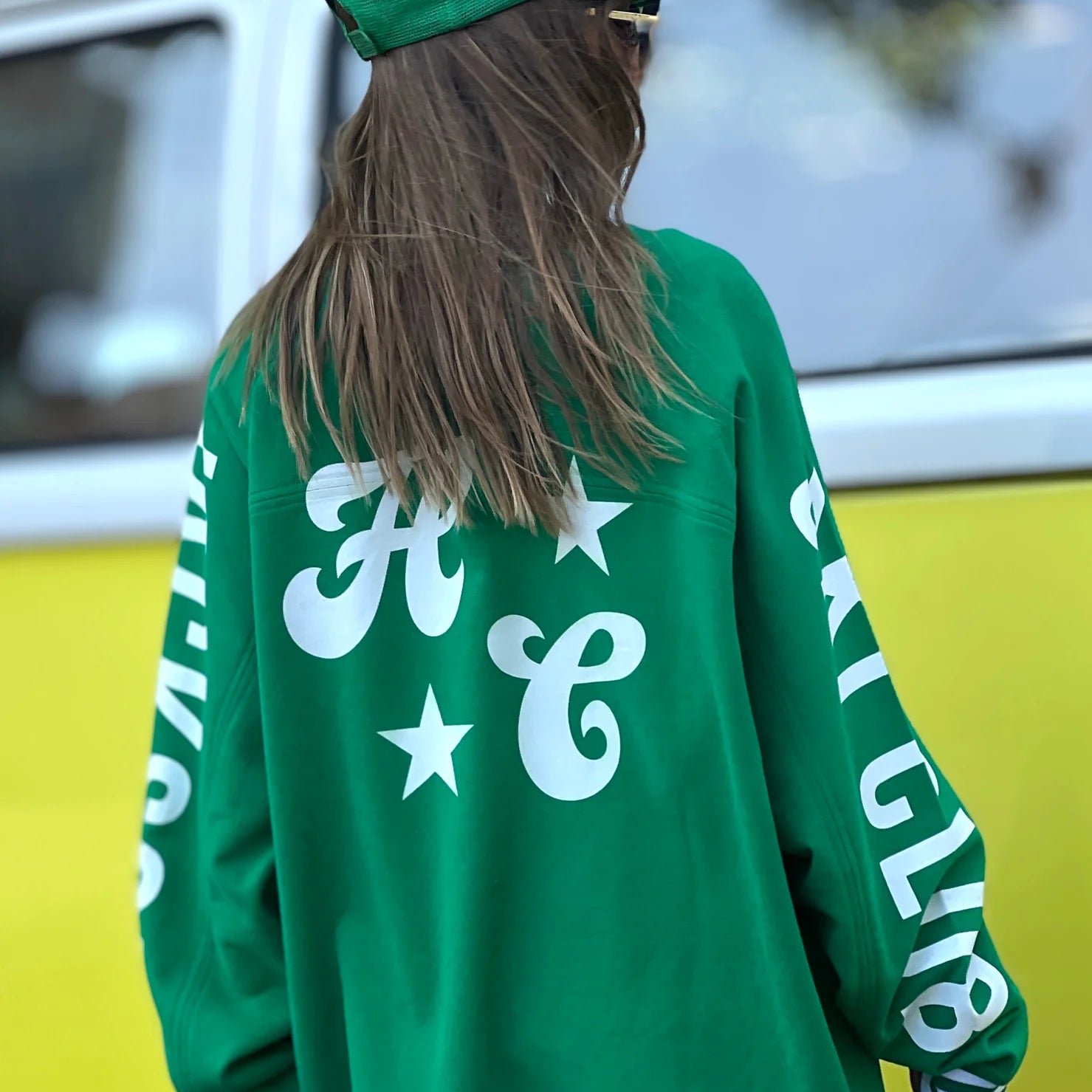 Ski oversized stripe cuff sweater green by Hammill & Co