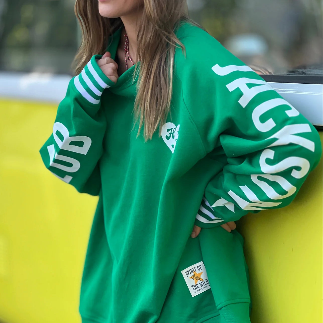 Ski oversized stripe cuff sweat green by Hammill & Co