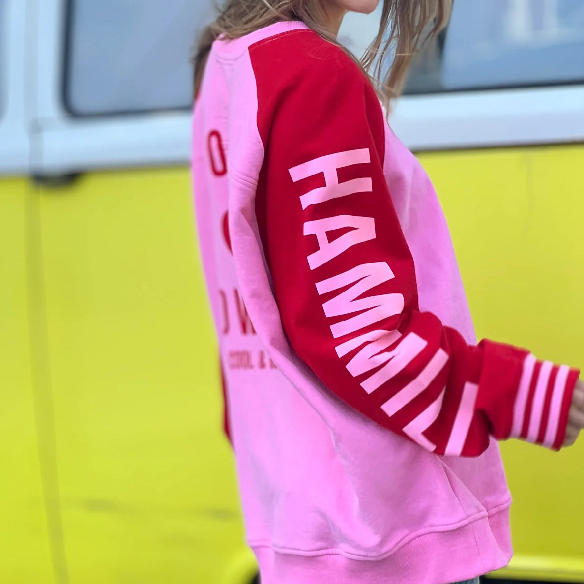 100% cotton pink and red Hammill & Co jumper