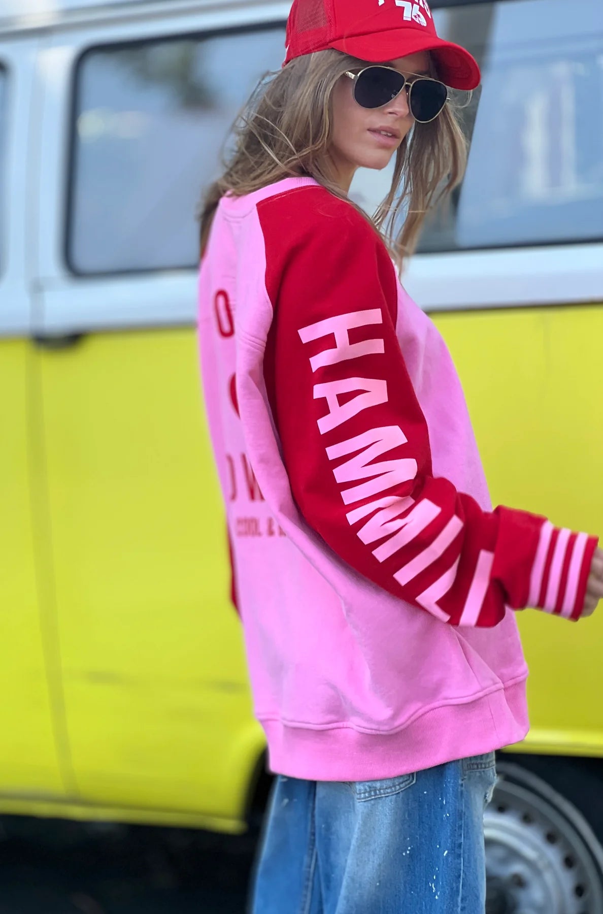 100% cotton pink and red Hammill & Co jumper