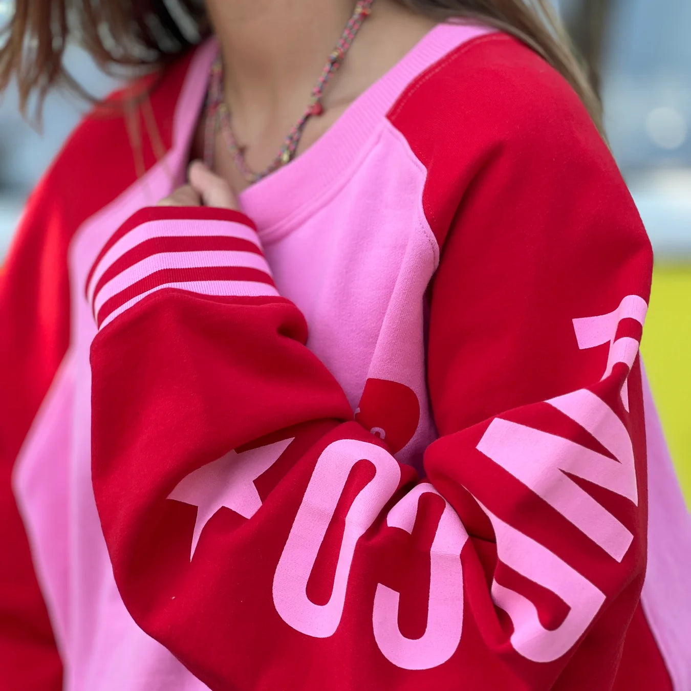 Ski red and pink sweater by Hammill & Co