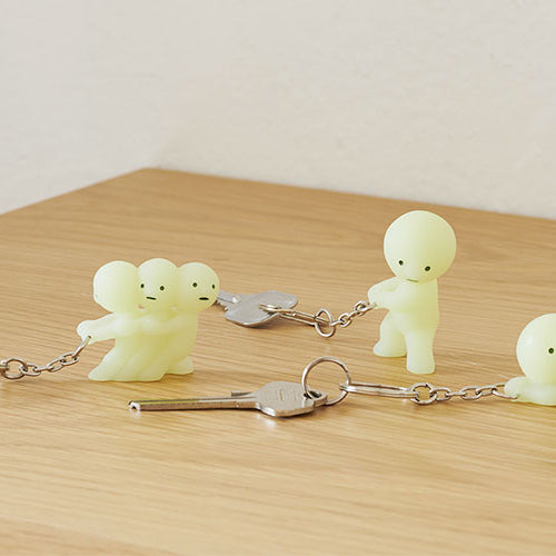 3 different smiski glow in the dark key chains