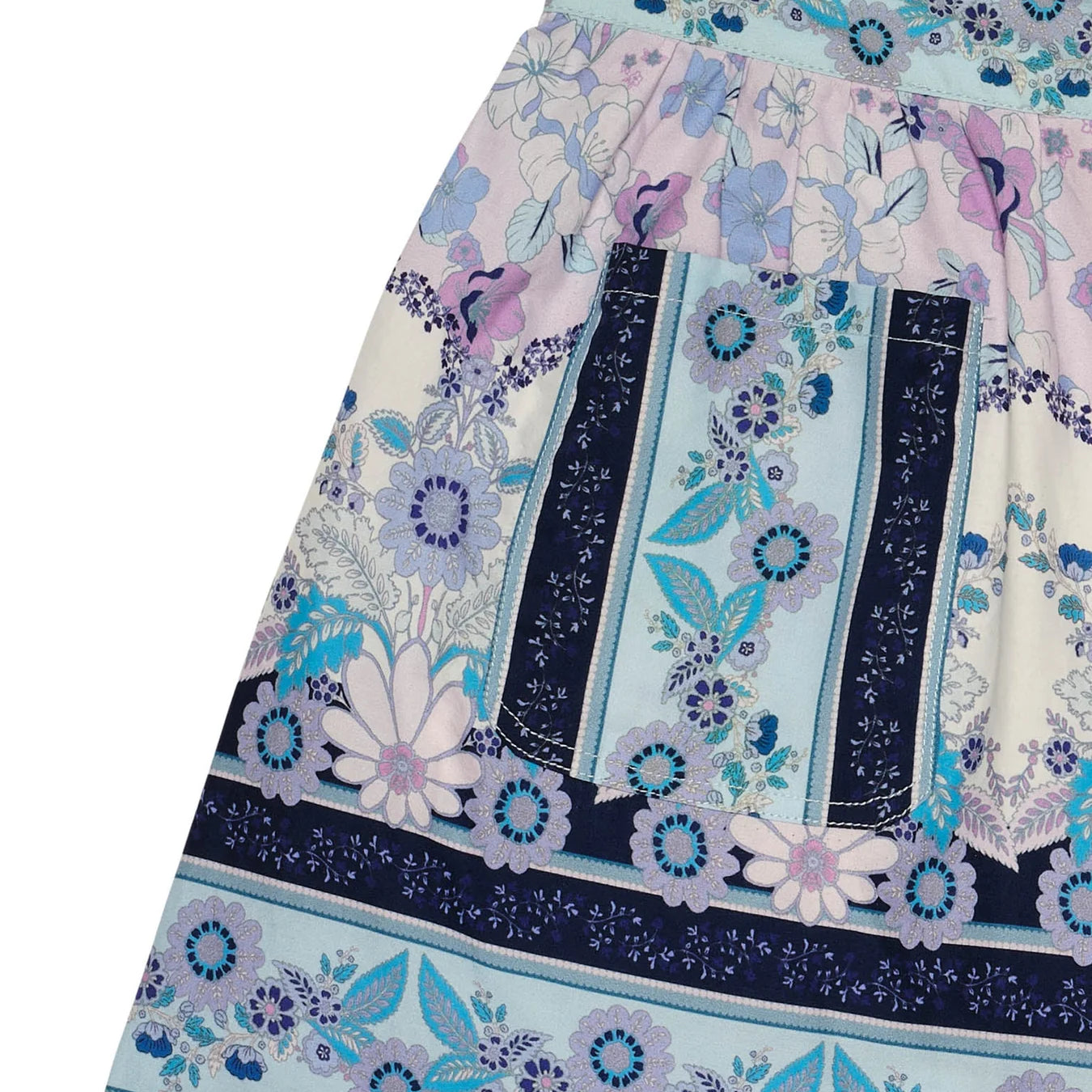 Somerset Shorts by Tutu Du Monde in blue vintage pattern detail with stitching