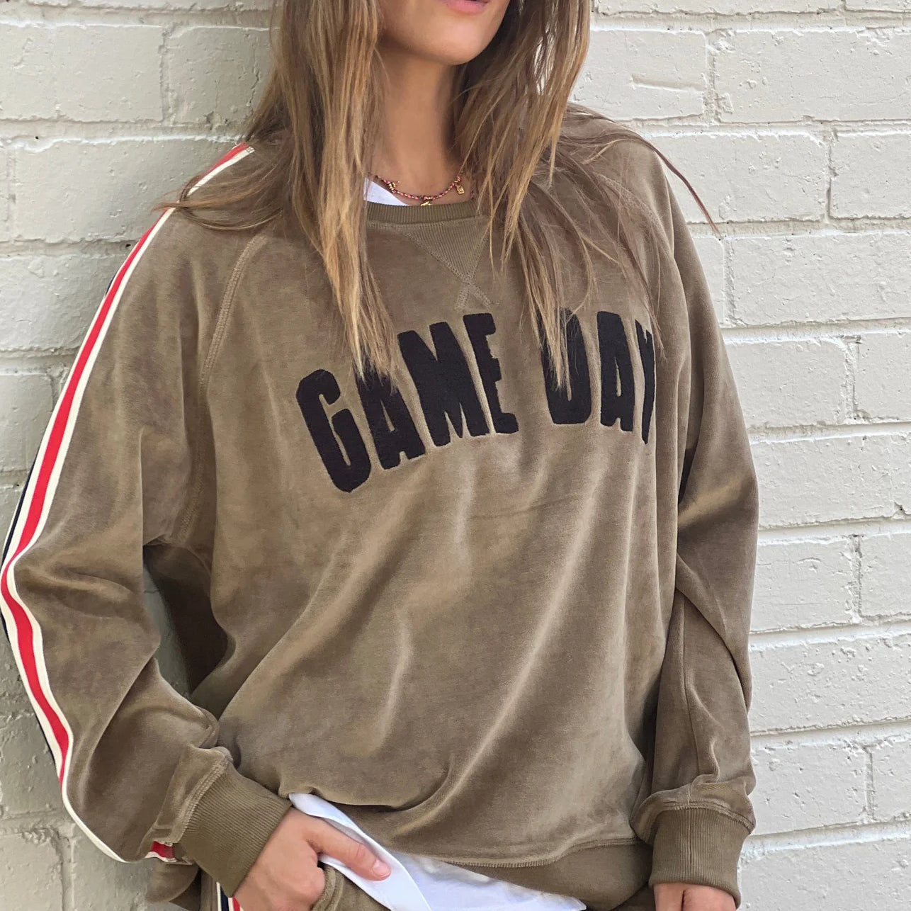 Sporty Velvour Sweat Khaki by Hammill & Co