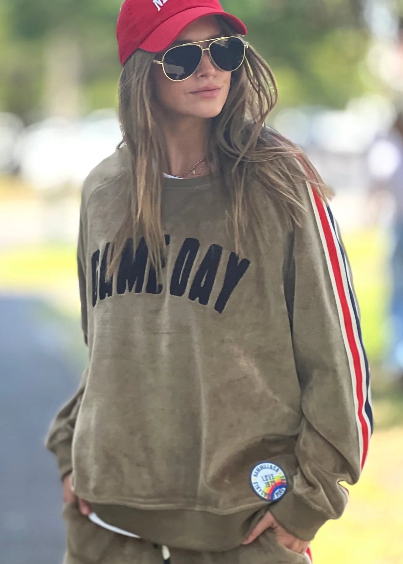 Hammill & Co Velvet Sweater in Khaki Colour