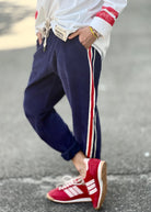 Sport Velour Track pants Navy by Hammill & Co