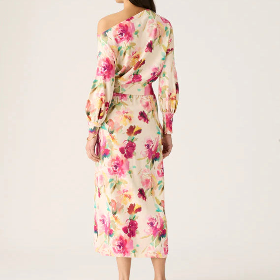Back view of model wearing Stella Knit One Shoulder Dress by MOS