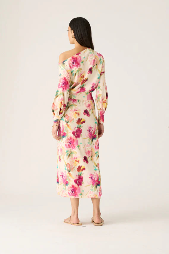 Back view of model wearing Stella Knit One Shoulder Dress by MOS