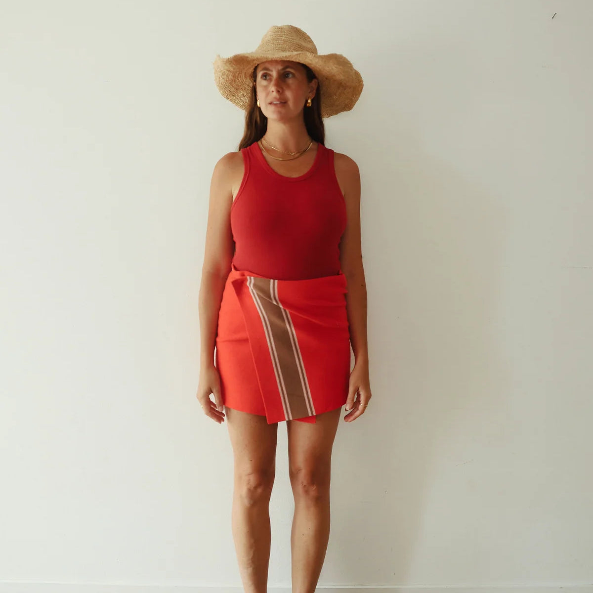 Stripe Knit Skirt – Red by By Billie