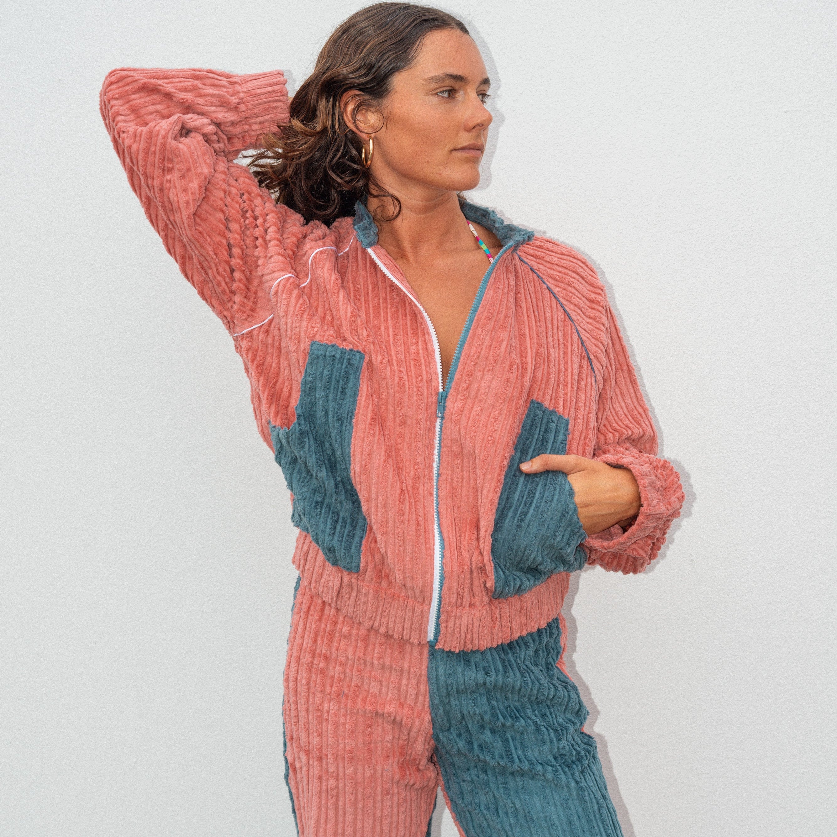 Surf Bomber Jacket - Two Tone Pink/Blue by atmosea