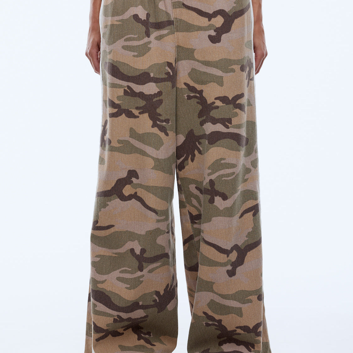 model wearing Tessa Wide Leg Pant - Desert Camo by Ena Pelly