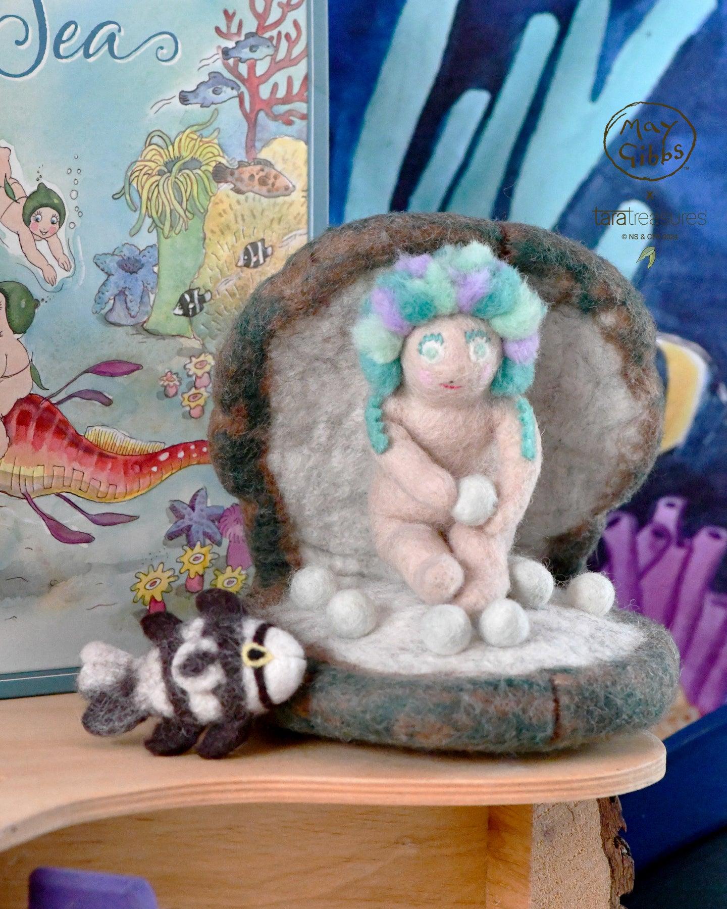 Collaboration between Tara Treasures and May Gibbs to create Little Obelia below the sea
