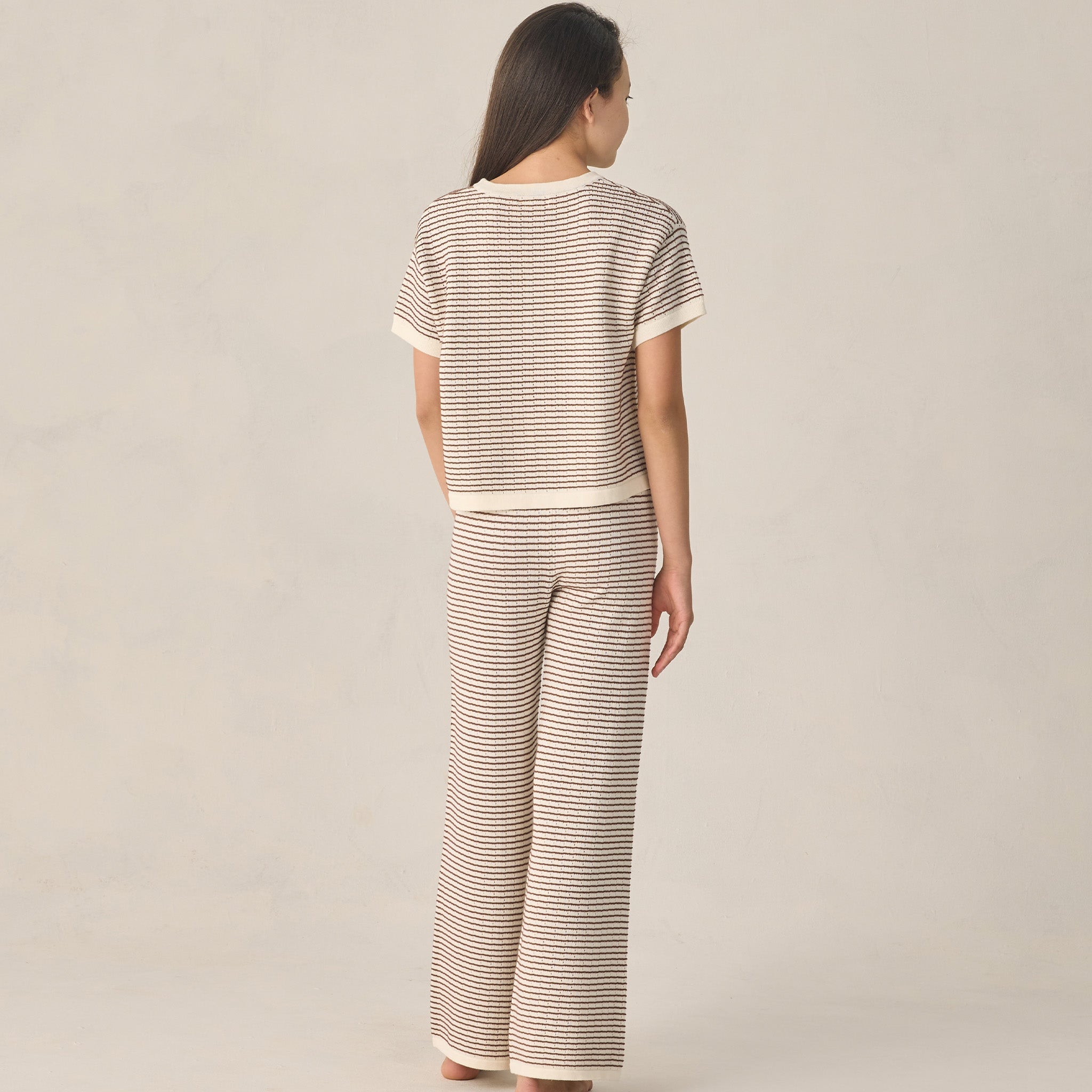 shop Rylee + Cru TEEN KNIT WIDE LEG PANT CHOCOLATE STRIPE online