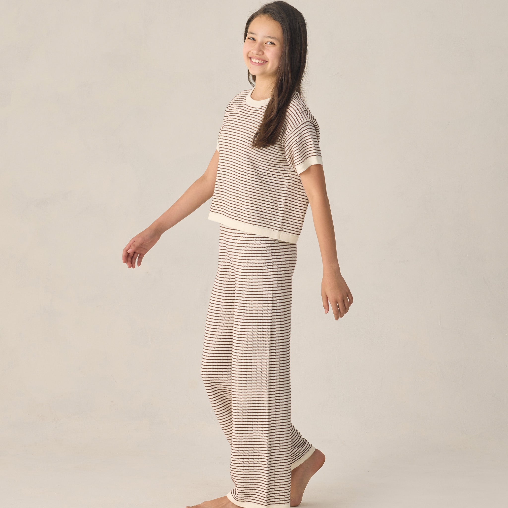 buy TEEN KNIT WIDE LEG PANT CHOCOLATE STRIPE online Australia