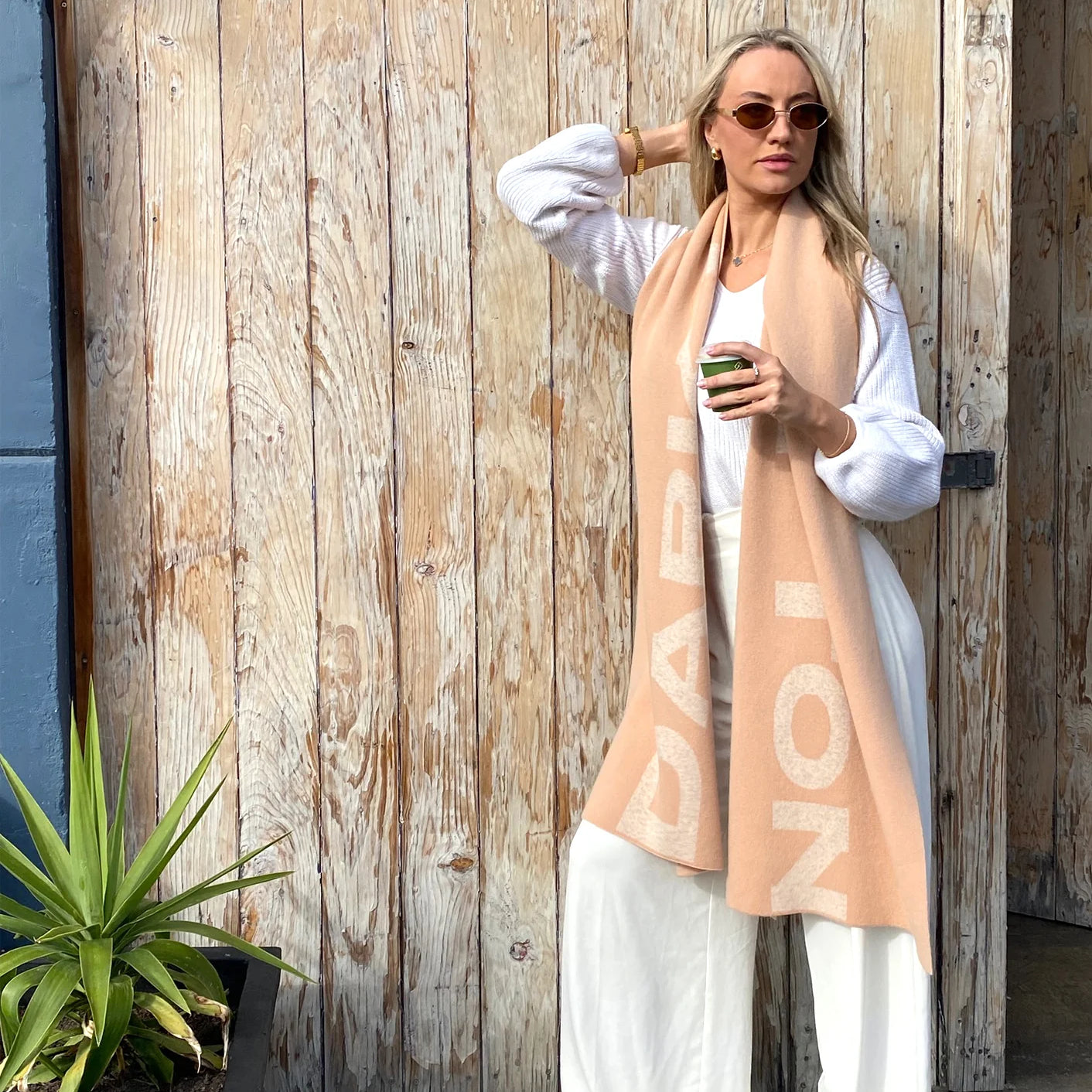 cream and white lambswool scarf