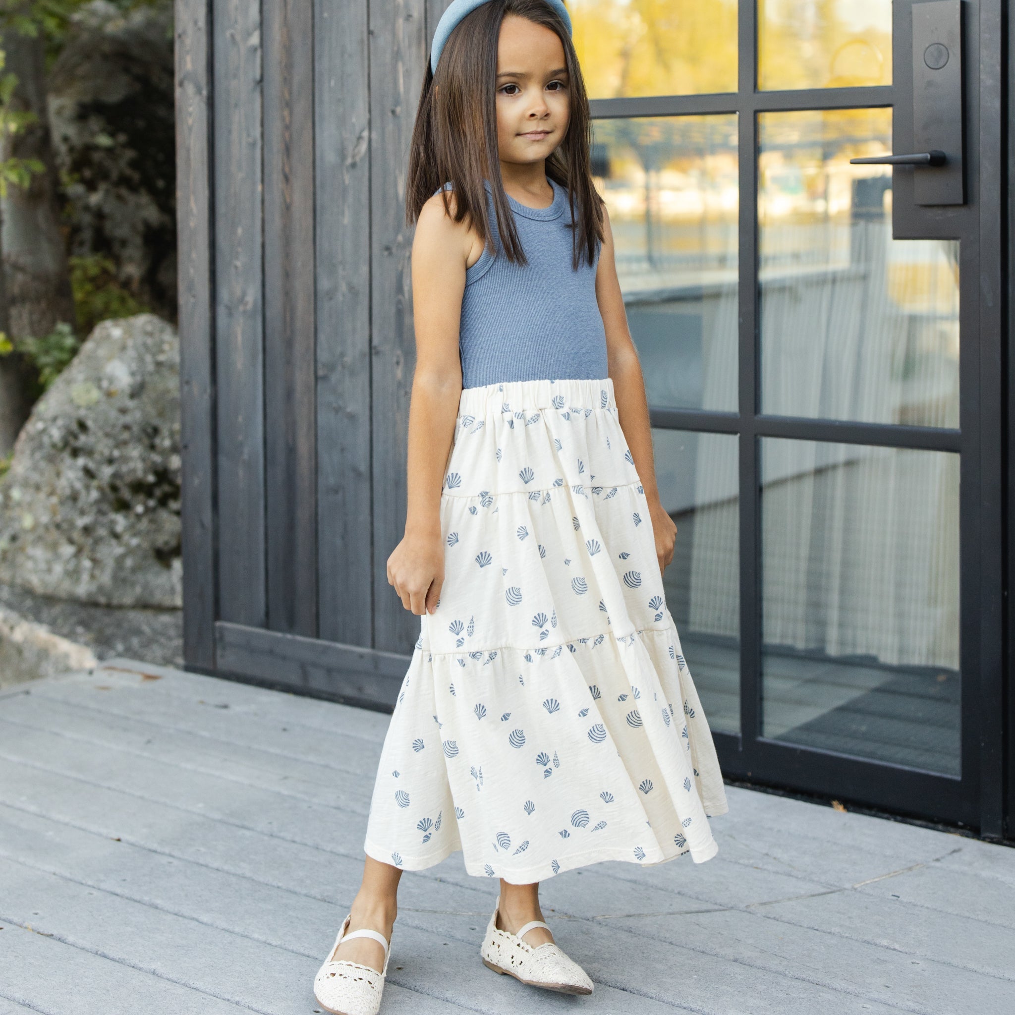 Tiered Midi Skirt Seashells | Rylee +Cru