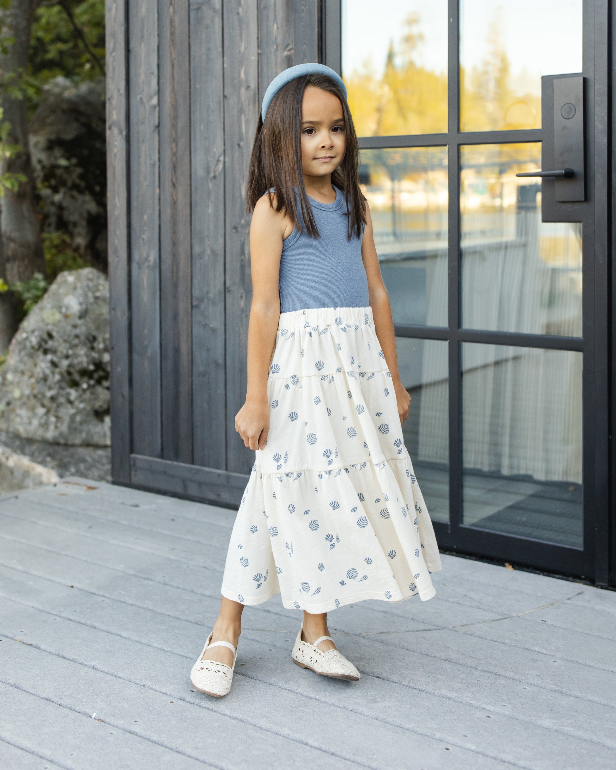 Tiered Midi Skirt Seashells | Rylee +Cru