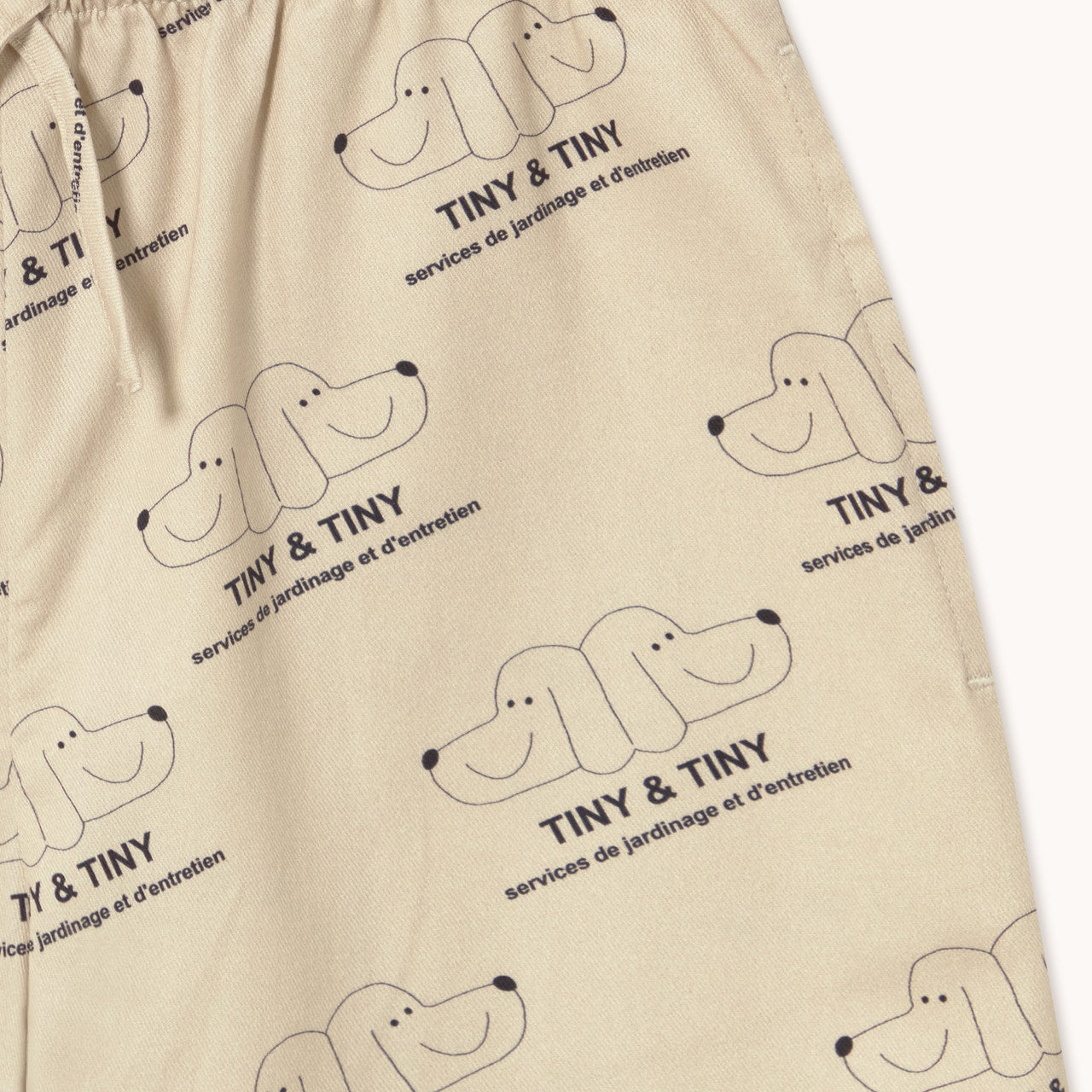 close up fabric detail of Tiny & Tiny Twill Pant – Dark Vanilla by Tiny Cottons