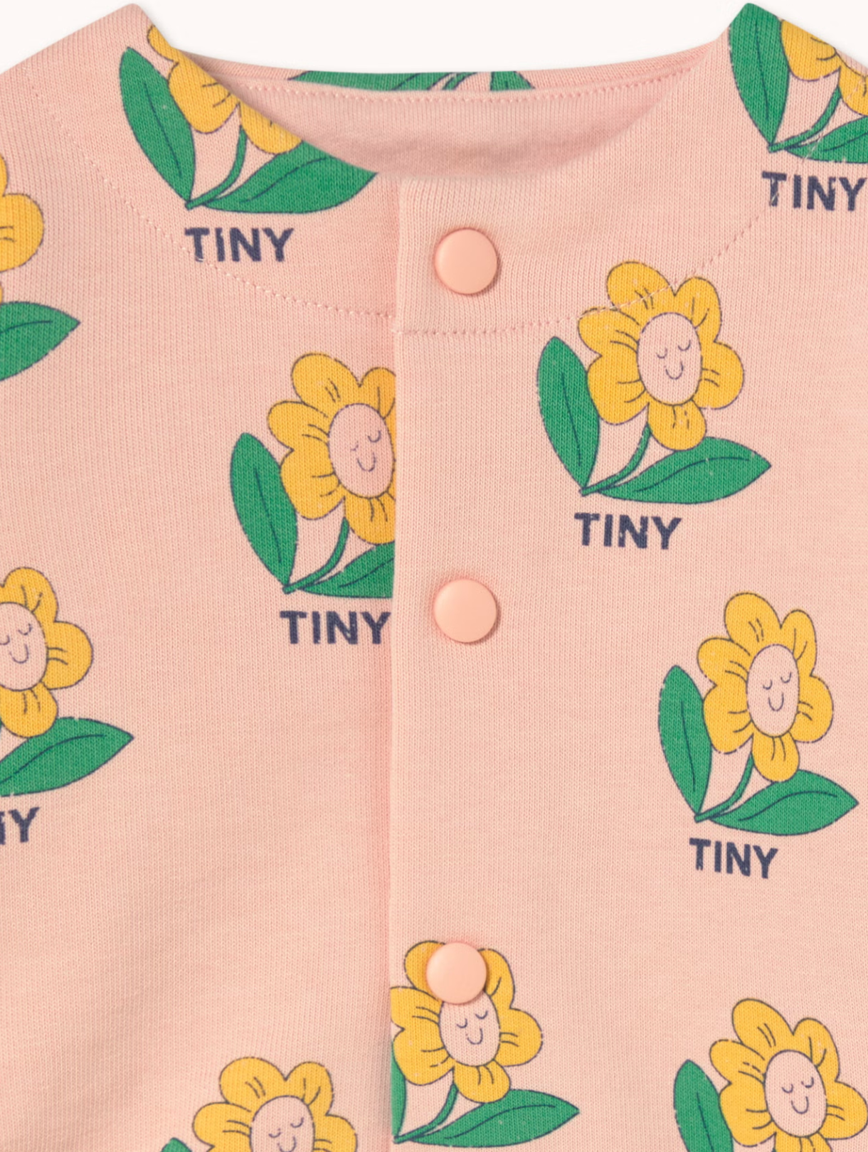 Close up of buttons and print on the Tiny Flower Baby Jacket - Wild Rose | Tiny Cottons