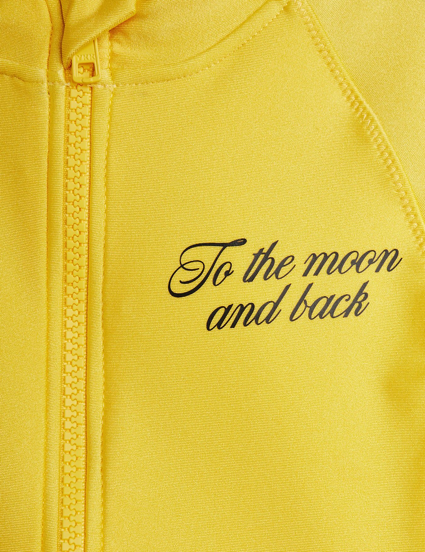 fabric & text detail of To the Moon UV Swimsuit Yellow by Mini Rodini