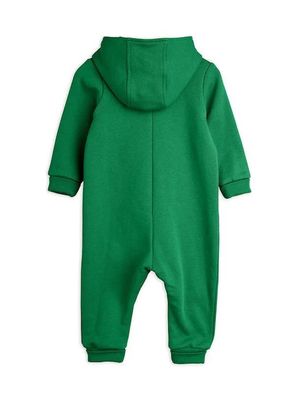 back view of Travel Agency SP Sweat Onesie – Green by Mini Rodini