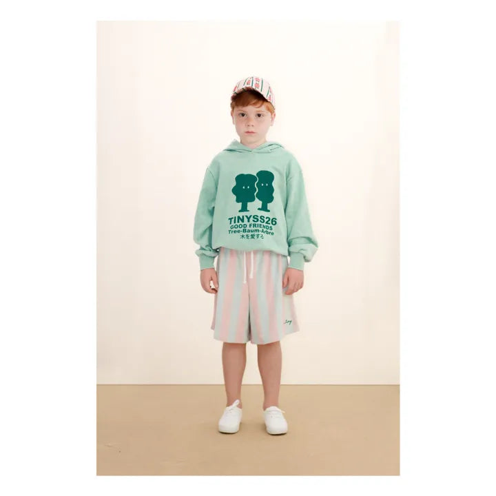 Boy wearing Trees Graphic Hoodie – Washed Emerald by Tiny Cottons