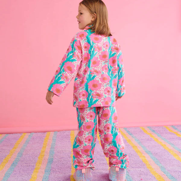 Kip and Co pink floral flannelette pyjamas